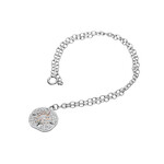 ANKLETS OCEAN STERLING ANKLE BRACELET - SAND DOLLAR w. RG & CRYSTALS