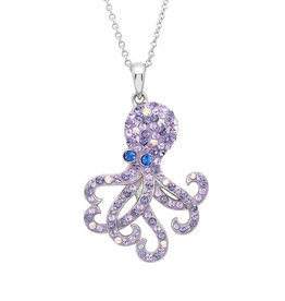 PENDANTS & NECKLACES OCEAN STERLING BRIGHT OCTOPUS PENDANT w. CRYSTALS