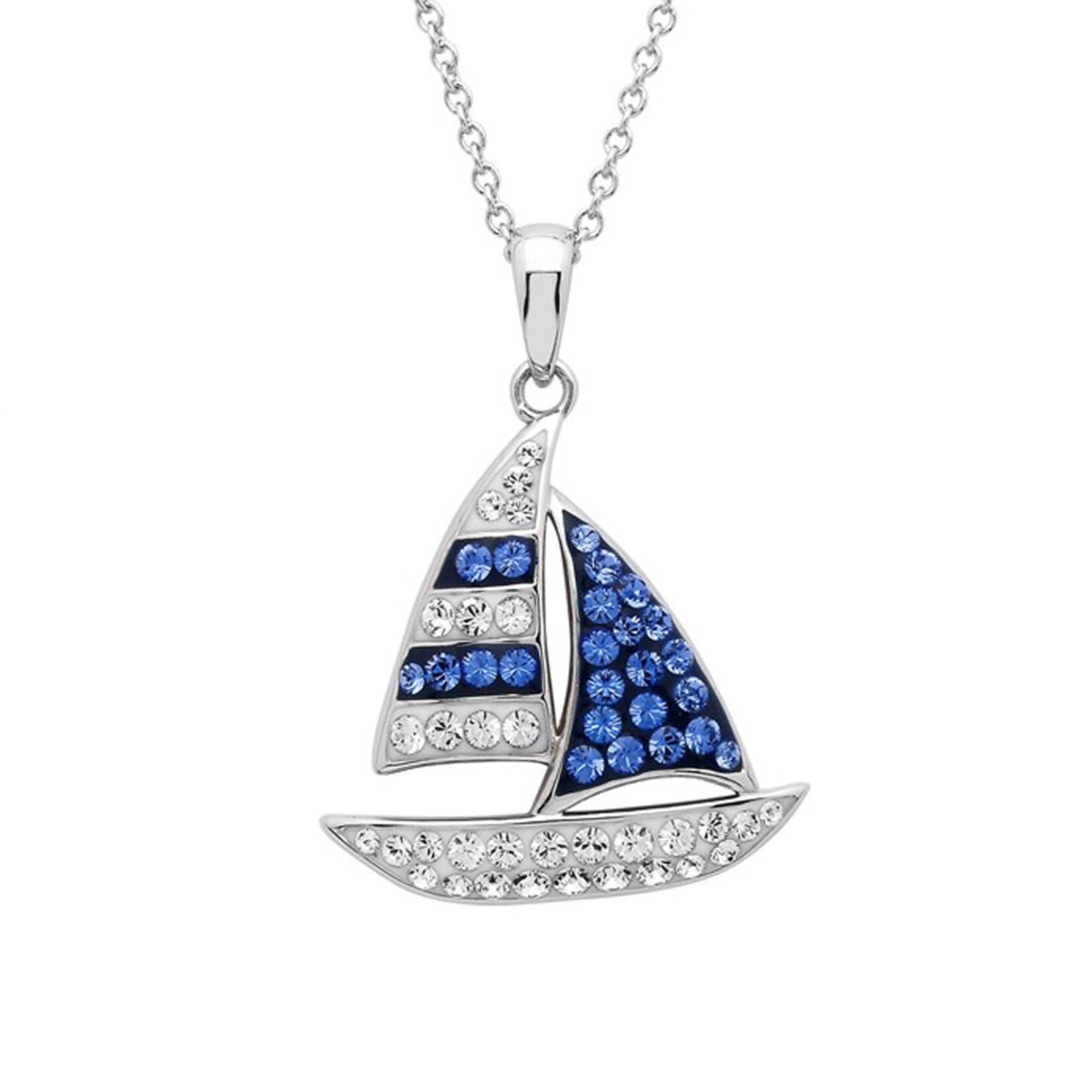 PENDANTS & NECKLACES OCEAN STERLING SAIL BOAT w CRYSTALS