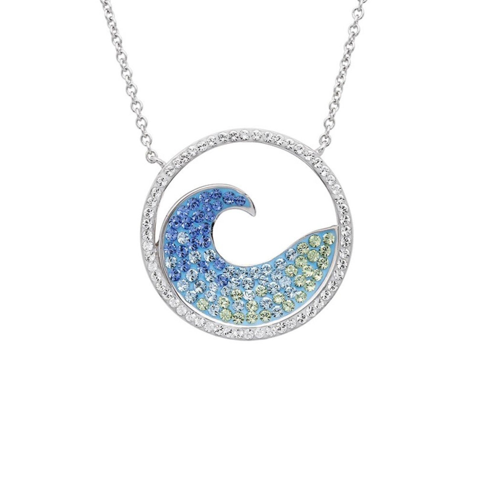 PENDANTS & NECKLACES OCEAN STERLING WAVE NECKLET w CRYSTALS
