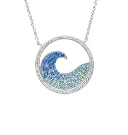 PENDANTS & NECKLACES OCEAN STERLING WAVE NECKLET w CRYSTALS