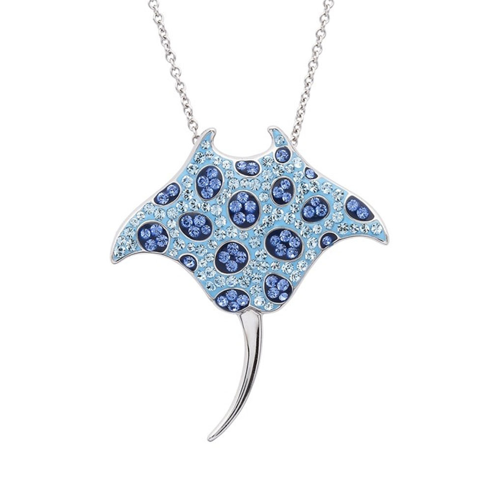 PENDANTS & NECKLACES OCEAN STERLING BRIGHT STING RAY PENDANT w CRYSTALS