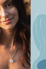 PENDANTS & NECKLACES OCEAN STERLING COMPASS PENDANT w. MOTHER of PEARL & CRYSTALS