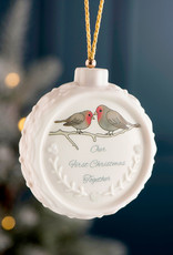 ORNAMENTS BELLEEK ORNAMENT - 'Our First Christmas Together' w. Birds