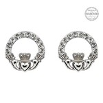 EARRINGS SHANORE STERLING CLADDAGH STUD EARRINGS w CRYSTALS