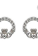 EARRINGS SHANORE STERLING CLADDAGH STUD EARRINGS w CRYSTALS