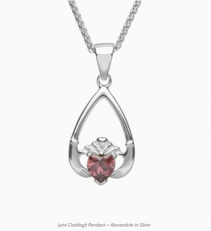 Love Heart Necklaces Created June Birthstone Necklace White Created  Alexandrite Sterling Silver Necklace 