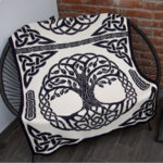 TAPESTRIES, THROWS, ETC. SAOL TREE of LIFE TRINITY THROW BLANKET - Nvy/Nat