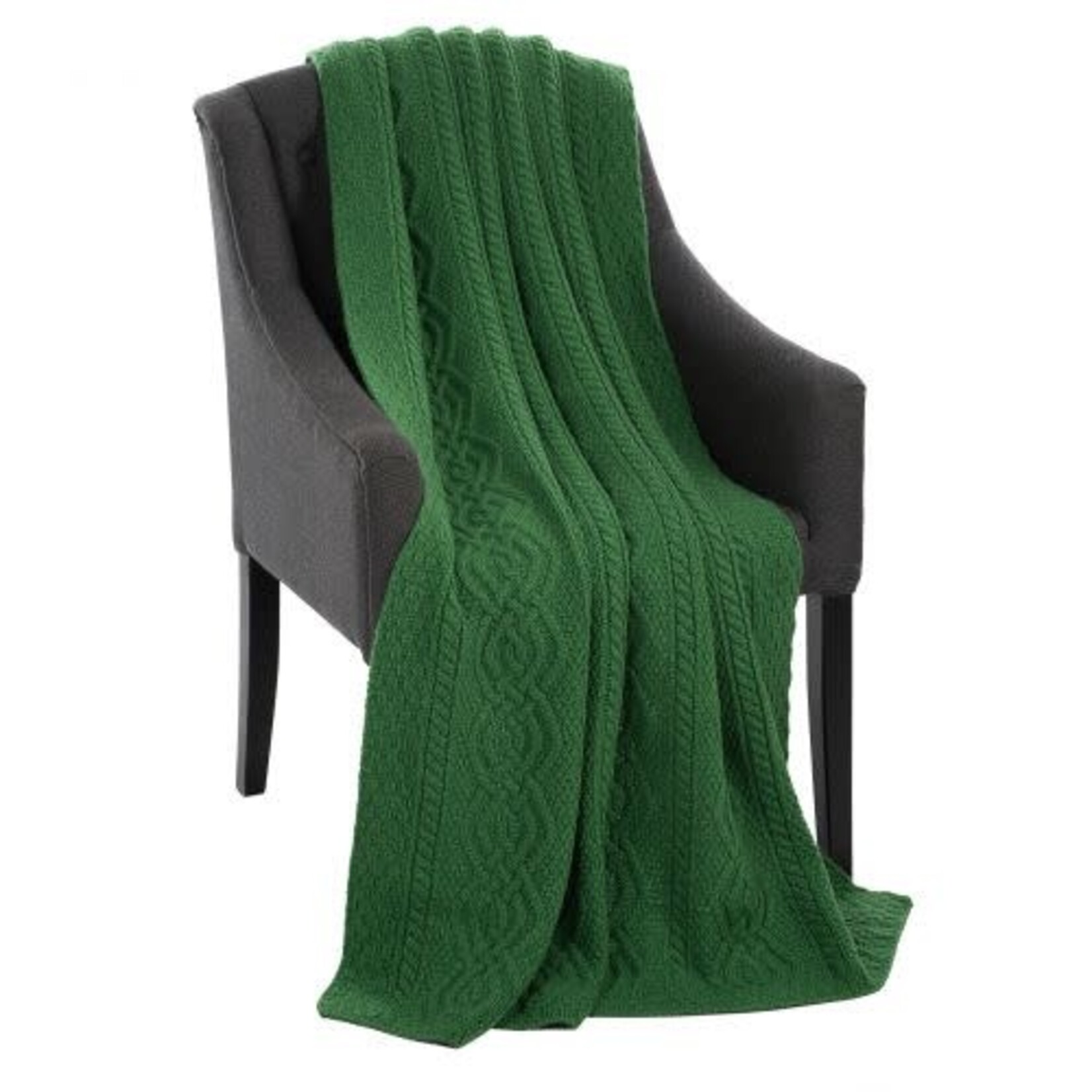 TAPESTRIES, THROWS, ETC. SAOL DARA MERINO WOOL ARAN KNIT THROW - Green