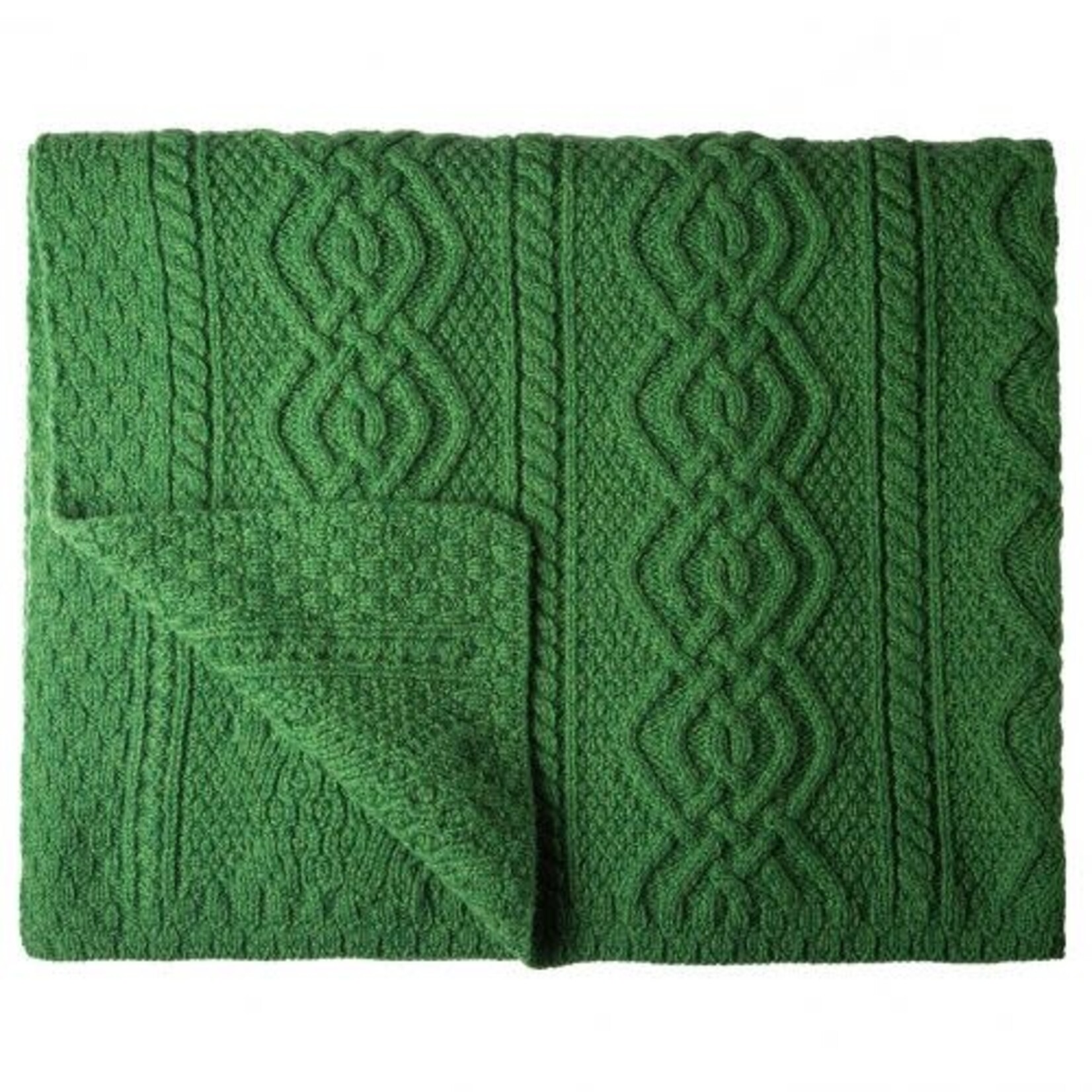 TAPESTRIES, THROWS, ETC. SAOL DARA MERINO WOOL ARAN KNIT THROW - Green