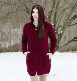 Classic Irish Aran Cable Knit Coat