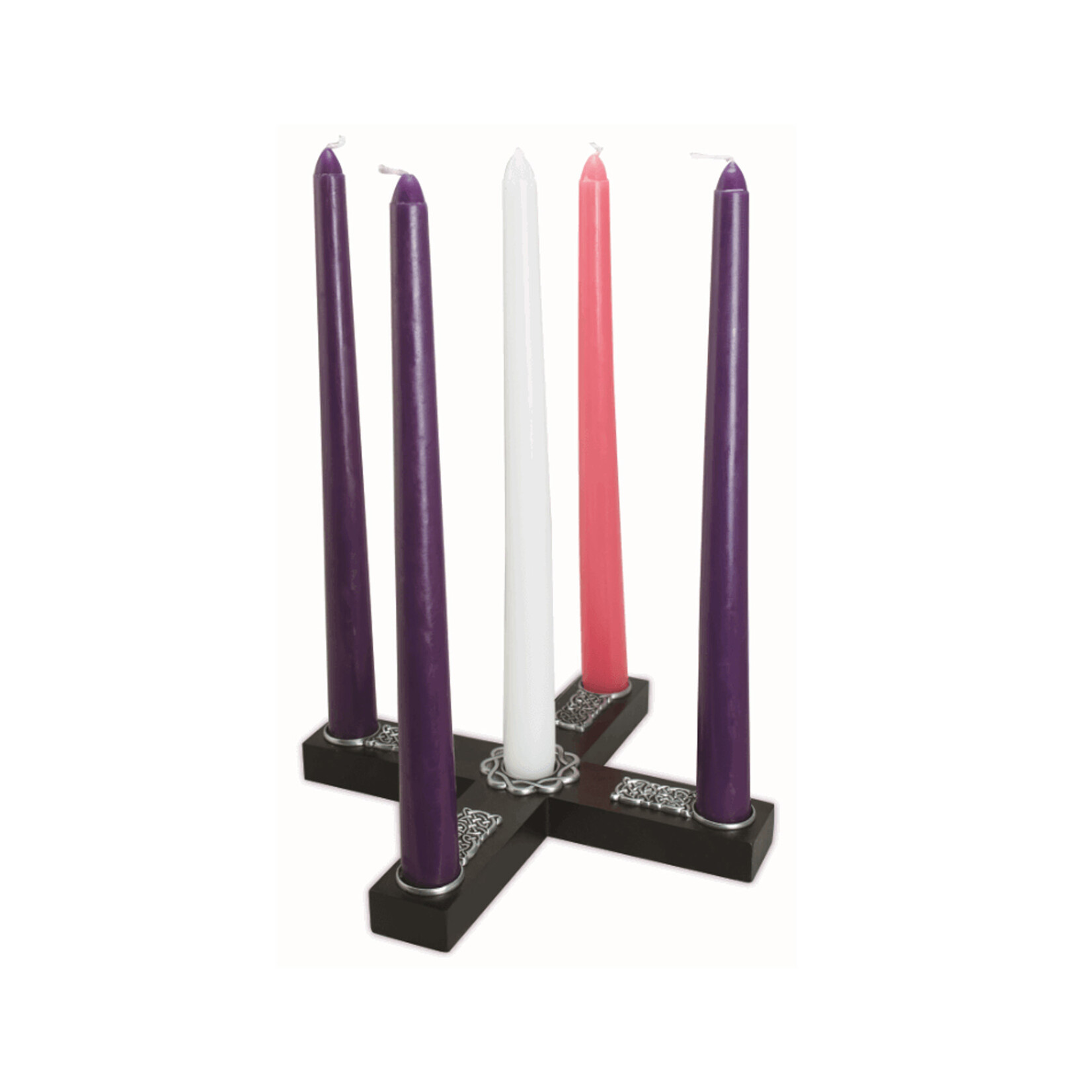 RELIGIOUS CELTIC KNOT WOODEN CROSS ADVENT WREATH  w CANDLES