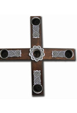 RELIGIOUS CELTIC KNOT WOODEN CROSS ADVENT WREATH  w CANDLES