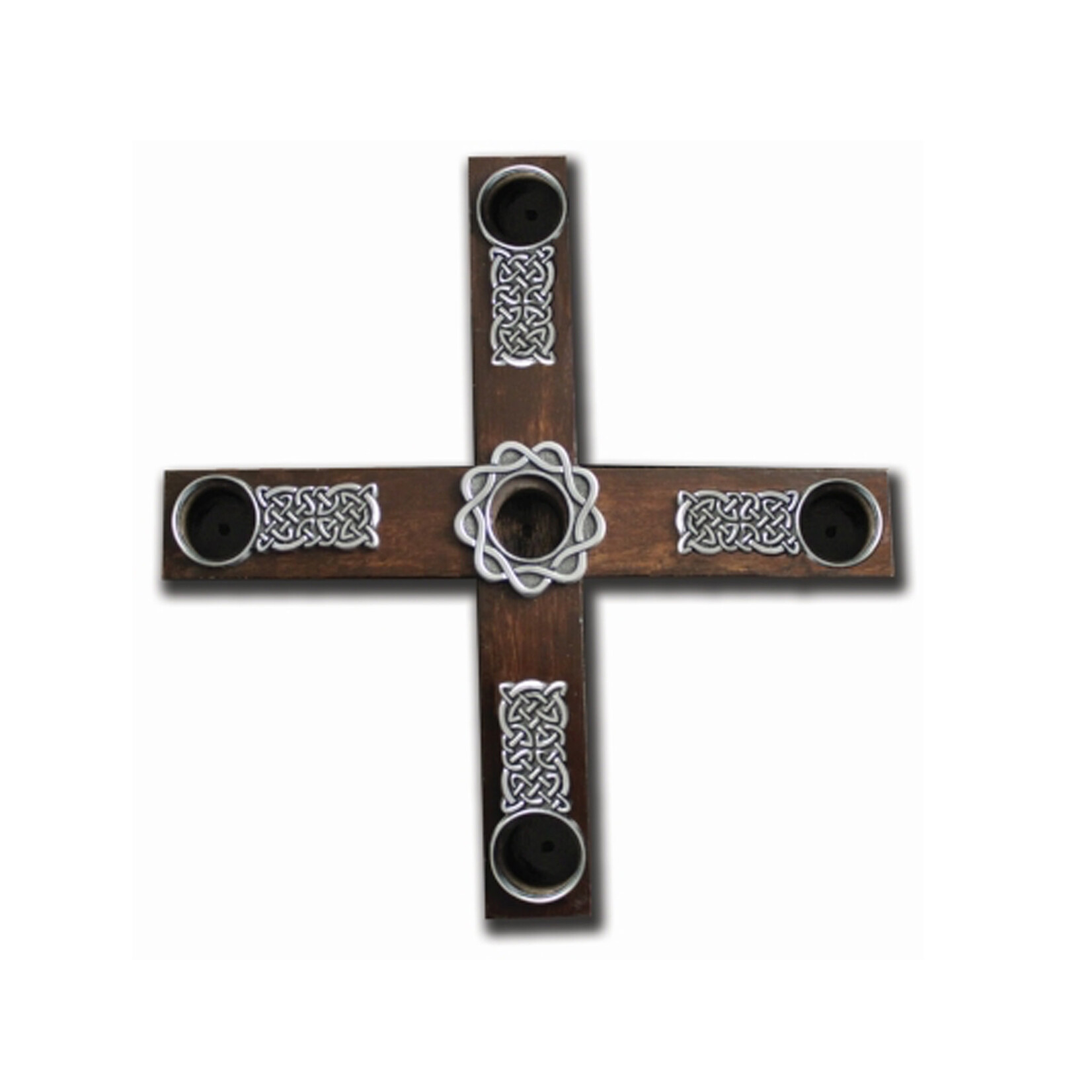 RELIGIOUS CELTIC KNOT WOODEN CROSS ADVENT WREATH  w CANDLES