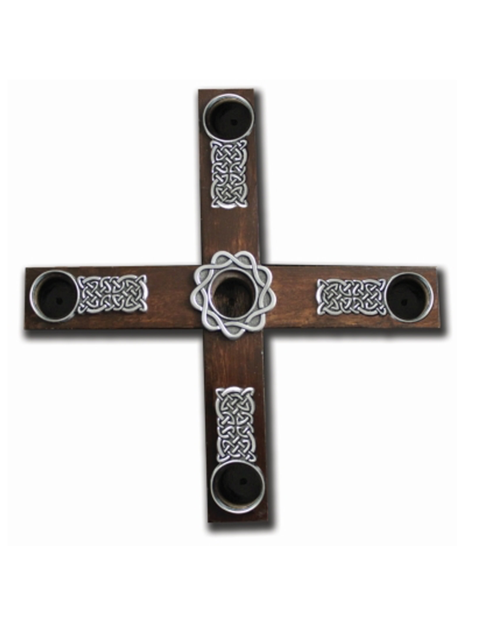 RELIGIOUS CELTIC KNOT WOODEN CROSS ADVENT WREATH  w CANDLES