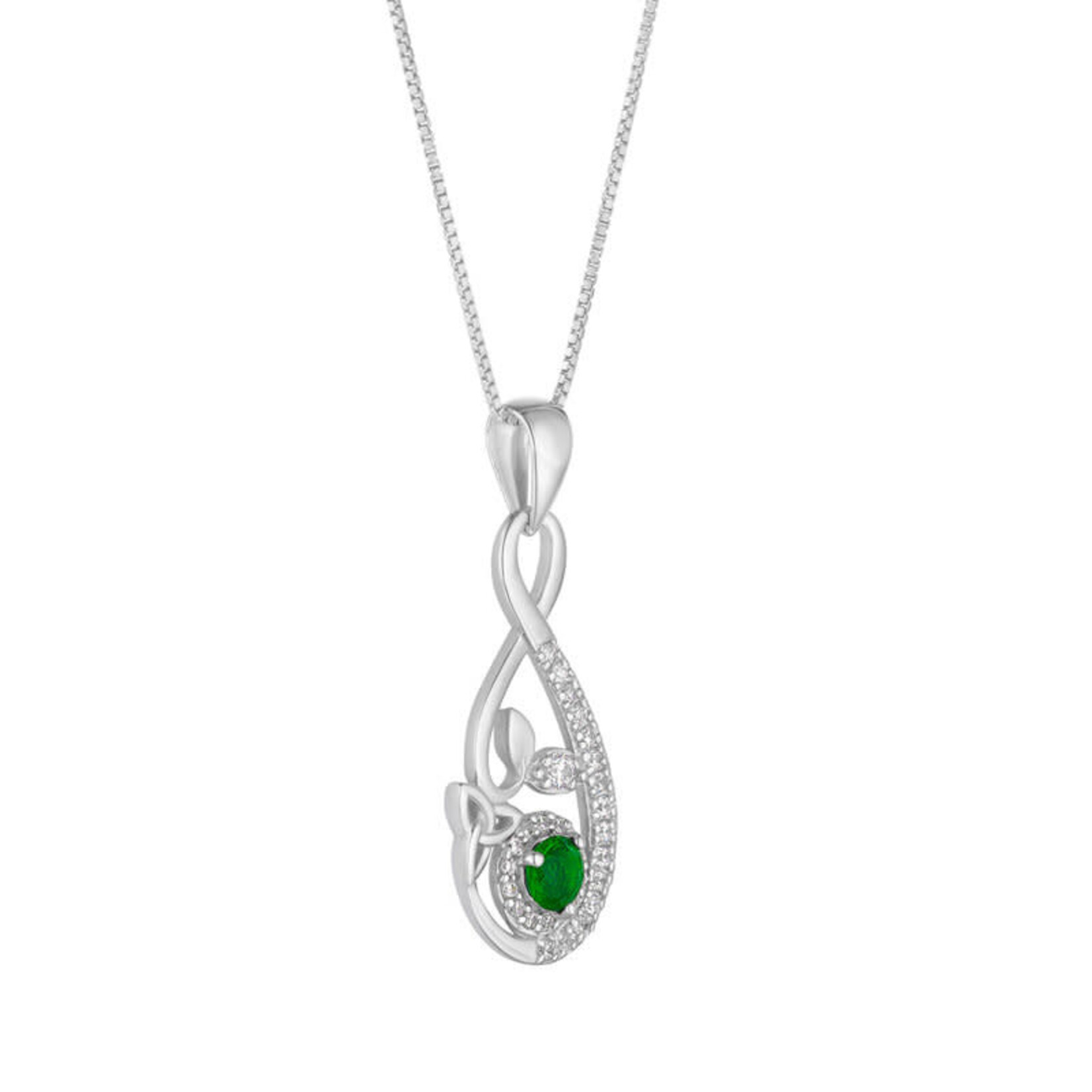 PENDANTS & NECKLACES SOLVAR STERLING TRINITY TREE PENDANT w GRN CRYSTAL