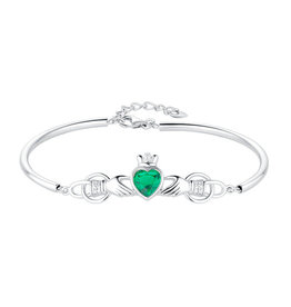 BRACELETS & BANGLES SOLVAR STERLING CLADDAGH BANGLE w. LRG GRN STONE