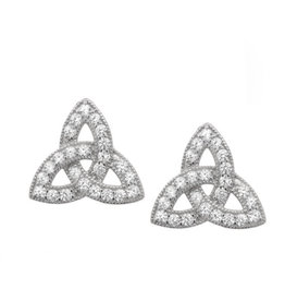 EARRINGS FADO STERLING PAVE TRINITY POST EARRINGS