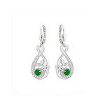 EARRINGS SOLVAR STERLING TRINITY TREE EARRINGS w GRN CRYSTALS