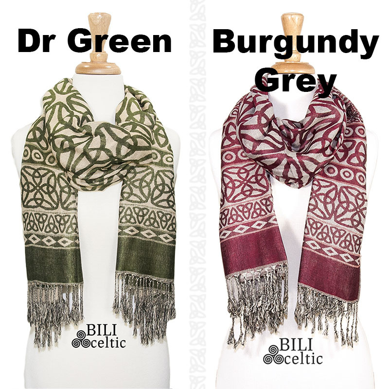Two-Tone Pashmina with Celtic Knot Scarf Ring