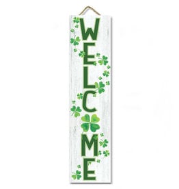 PLAQUES, SIGNS & POSTERS VERTICAL WELCOME SIGN w SHAMROCKS