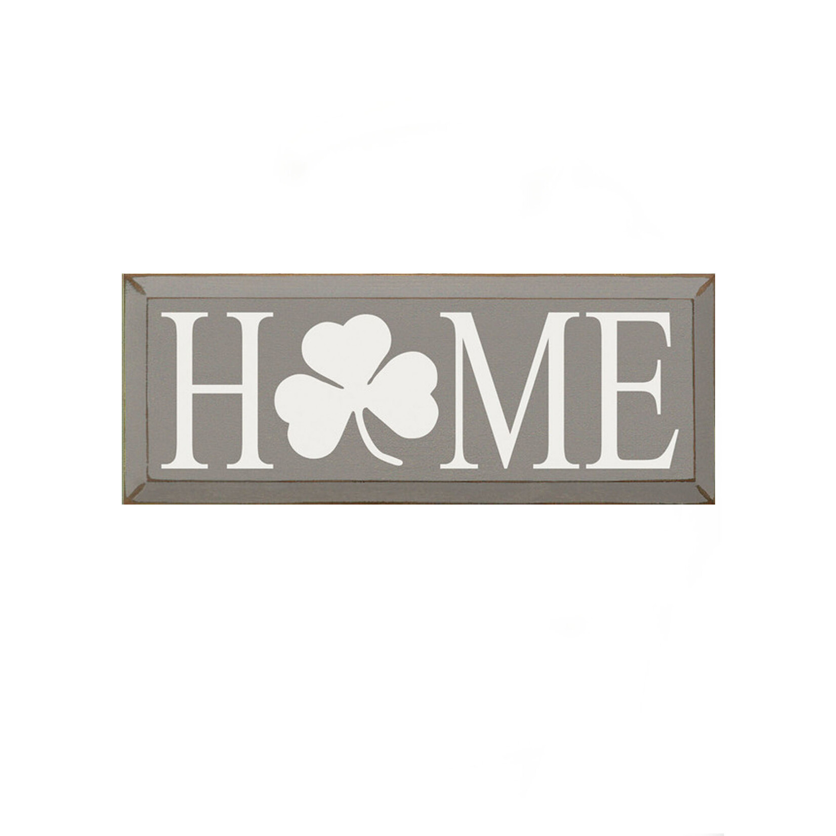 PLAQUES, SIGNS & POSTERS HOME WOOD SIGN w SHAMROCK - Grey