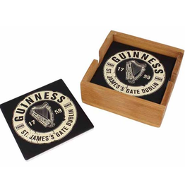 BARWARE GUINNESS BOTTLE TOP CERAMIC COASTERS - Set of 4