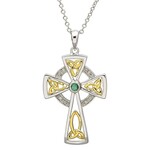 PENDANTS & NECKLACES SHANORE STERLING & GP TRINITY CROSS w. DIA & EM