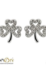 EARRINGS SHANORE STERLING SHAMROCK POST EARRINGS w WHITE CRYSTALS