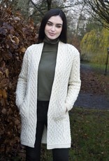 SWEATERS CLARE CELTIC BRAID EDGE KNIT SWEATER COAT - Natural