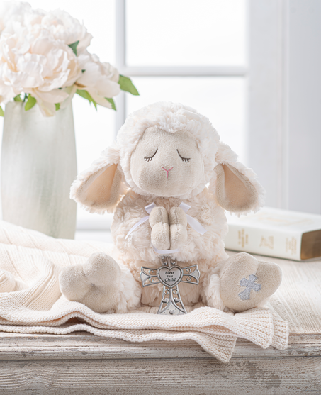 RELIGIOUS SERENITY LAMB PLUSH with CRIB MEDAL