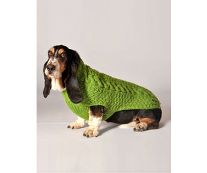GREEN CABLE KNIT DOG SWEATER Irish Crossroads