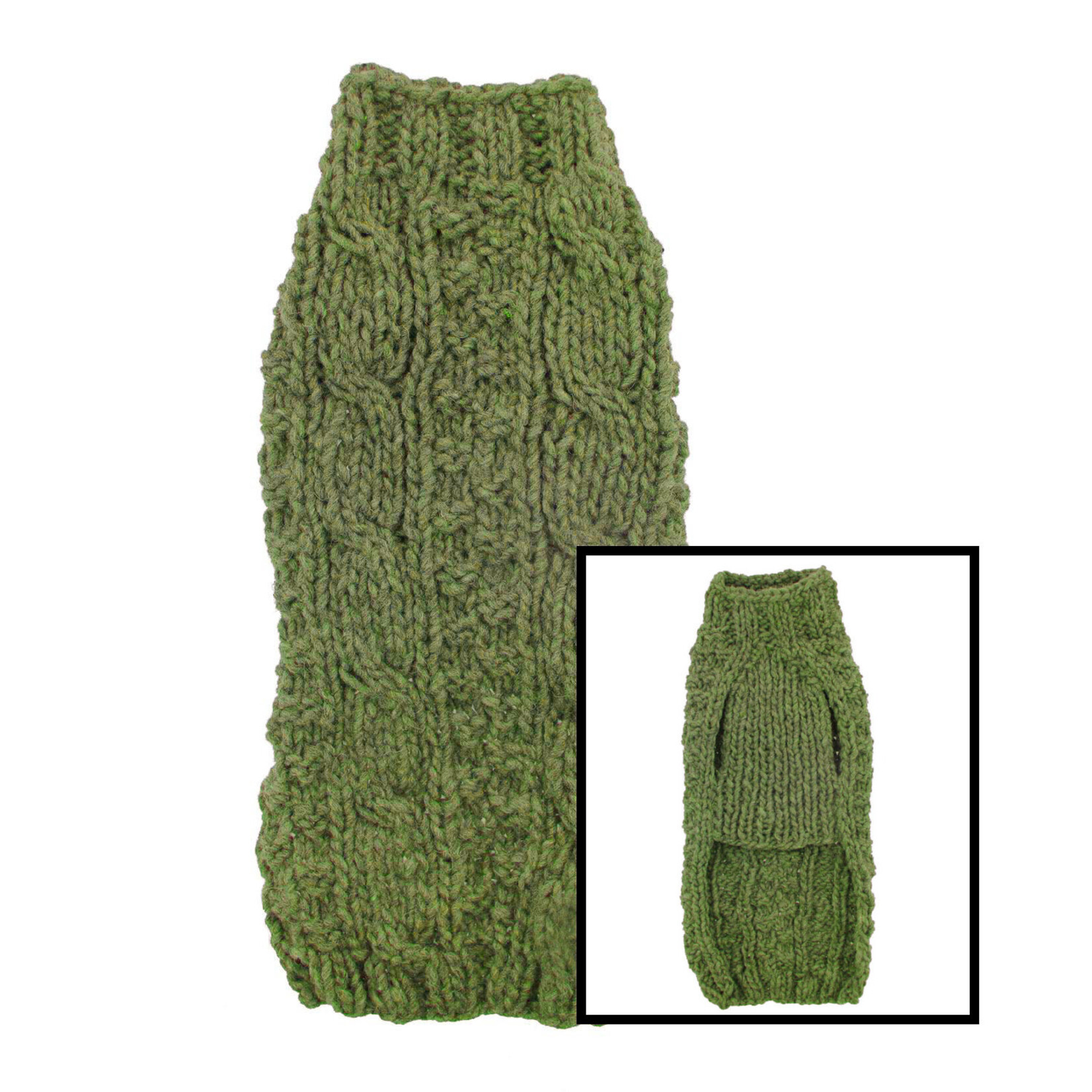 MISC PETS CLEARANCE: CHILLY CABLE KNIT DOG SWEATER - Green :FINAL SALE
