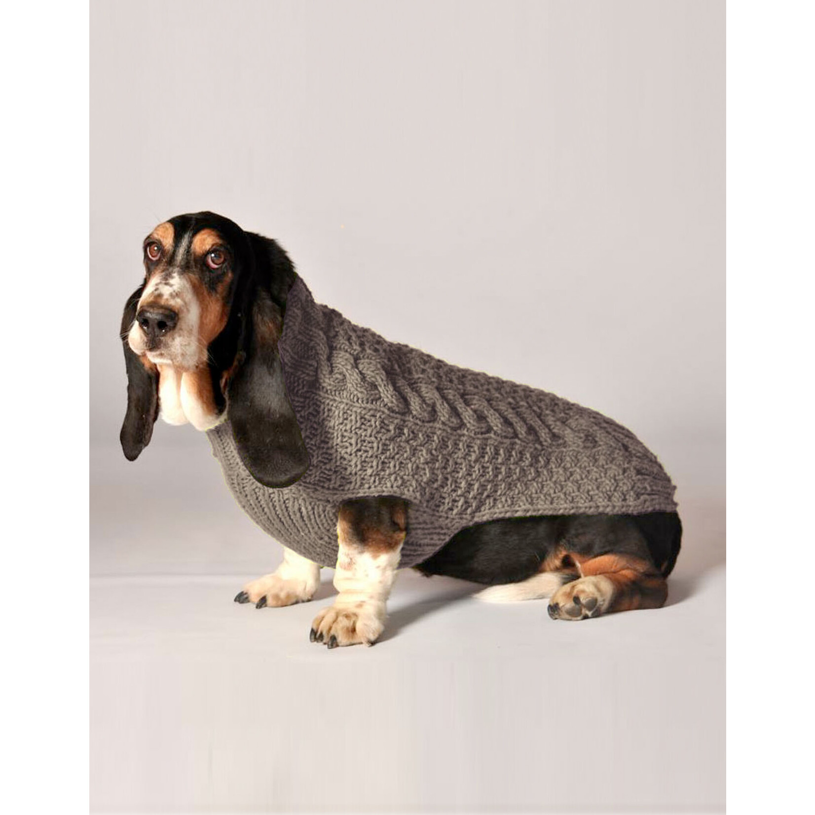 MISC PETS CHILLY CABLE KNIT DOG SWEATER - Grey