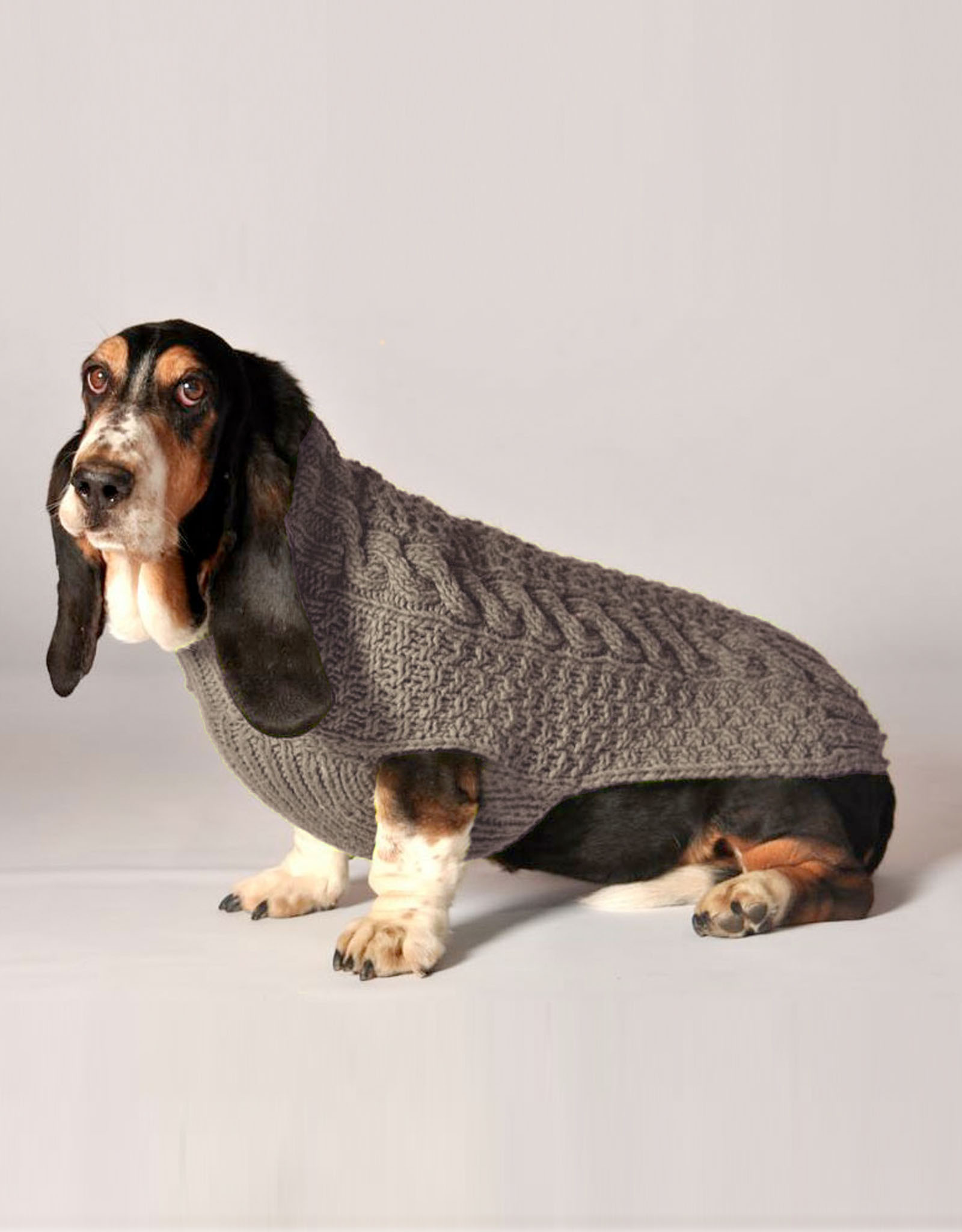 MISC PETS CHILLY CABLE KNIT DOG SWEATER - Grey