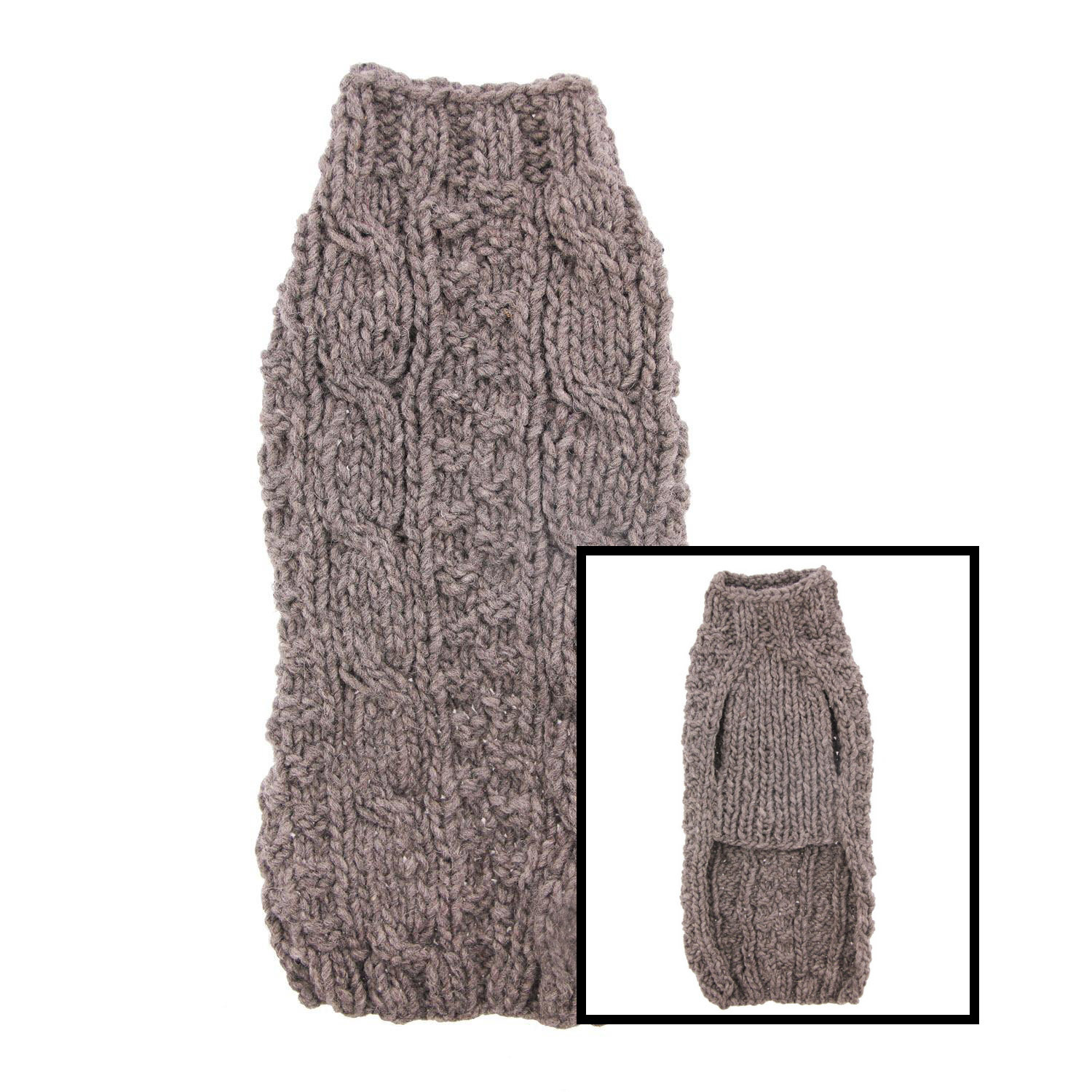 MISC PETS CHILLY CABLE KNIT DOG SWEATER - Grey