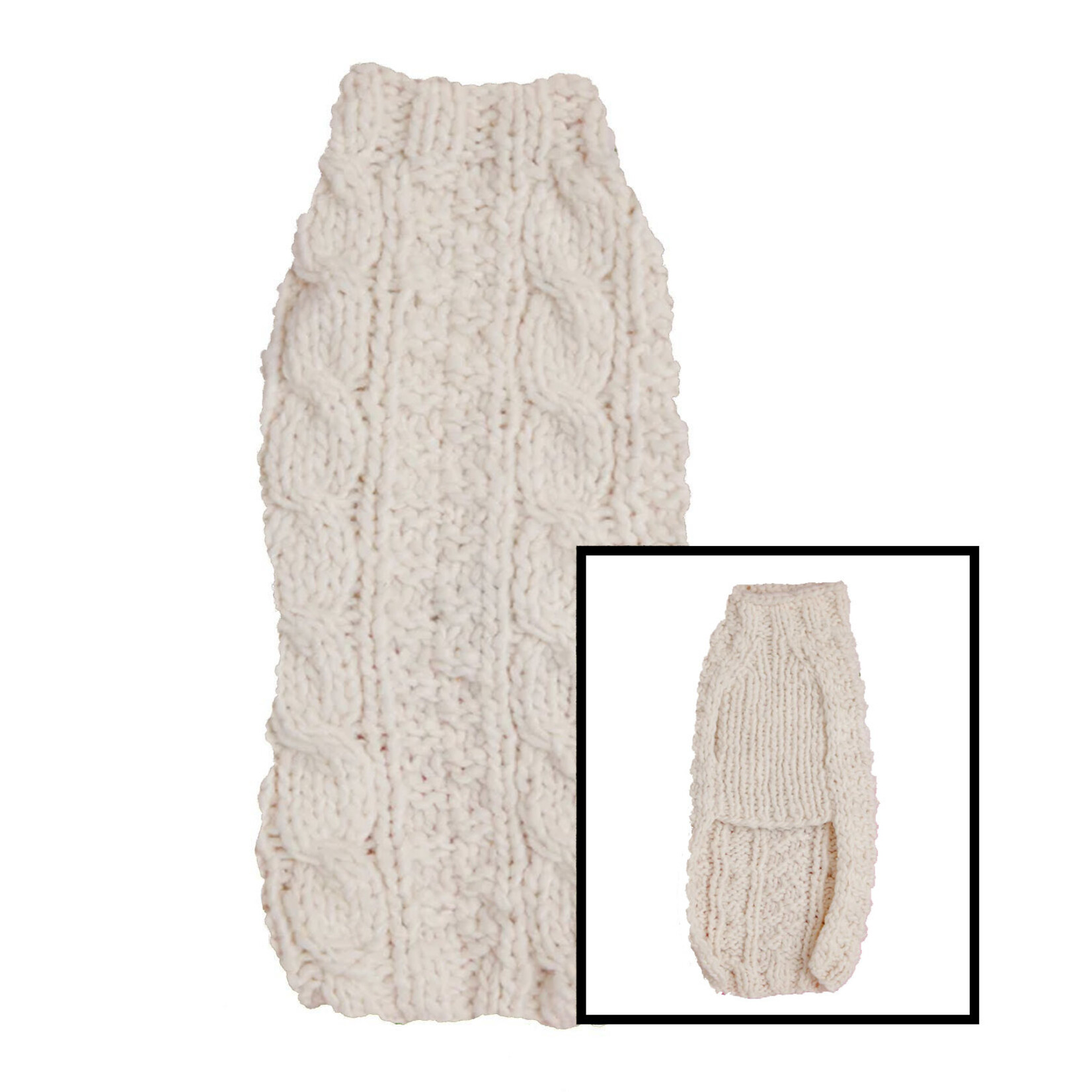 MISC PETS CHILLY CABLE KNIT DOG SWEATER - Natural