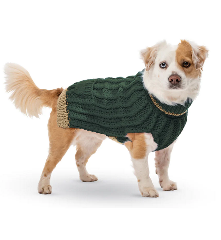 CLASSIC CABLE DOG SWEATER - Green