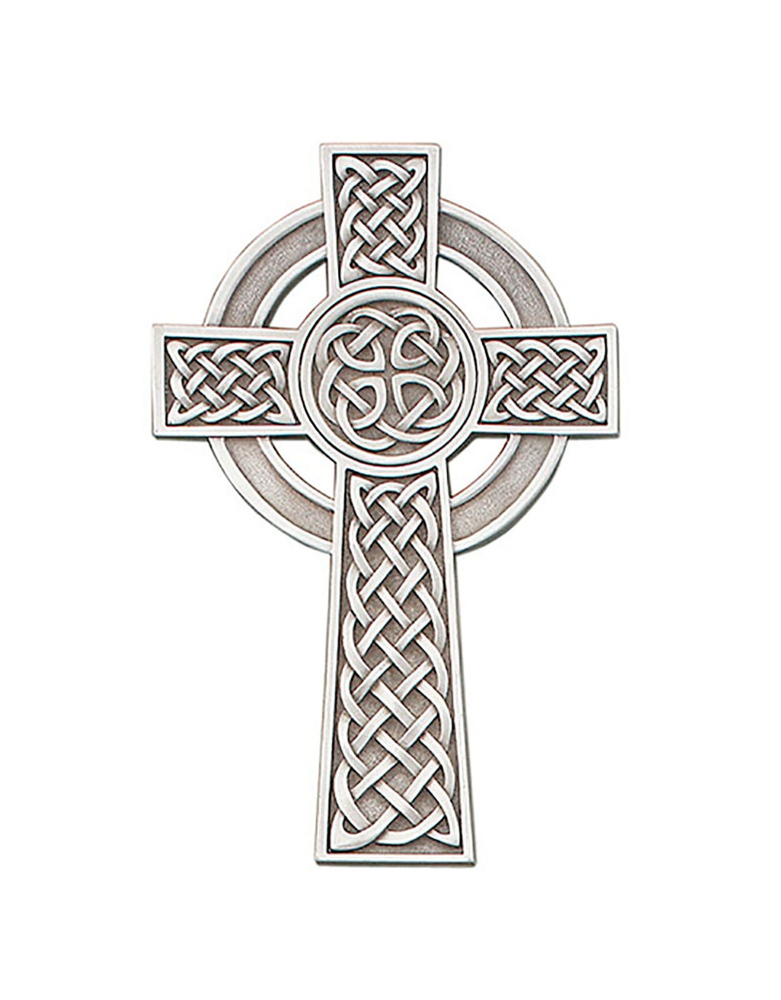 CROSSES PEWTER CELTIC KNOT WALL CROSS - Silver Tone