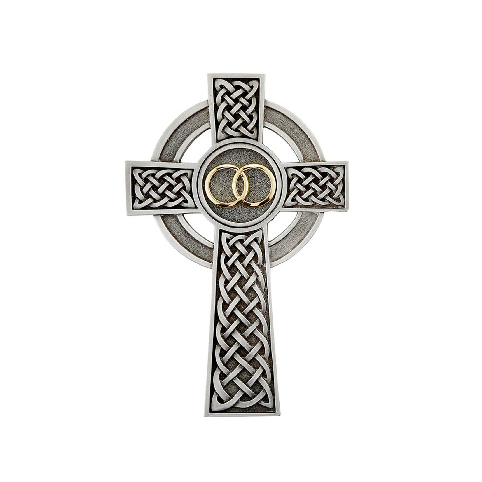 CROSSES PEWTER CELTIC WEDDING WALL CROSS - Silver Tone