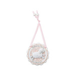 KIDS RELIGIOUS BAPTISM SHEEP CRIB MEDAL - Pink
