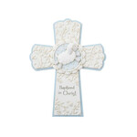 KIDS RELIGIOUS BAPTISM SHEEP WALL CROSS - Blue