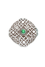 PINS & BROOCHES CELTIC KNOTWORK BROOCH with GREEN STONE