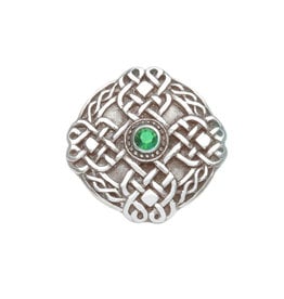 PINS & BROOCHES CELTIC KNOTWORK BROOCH with GREEN STONE