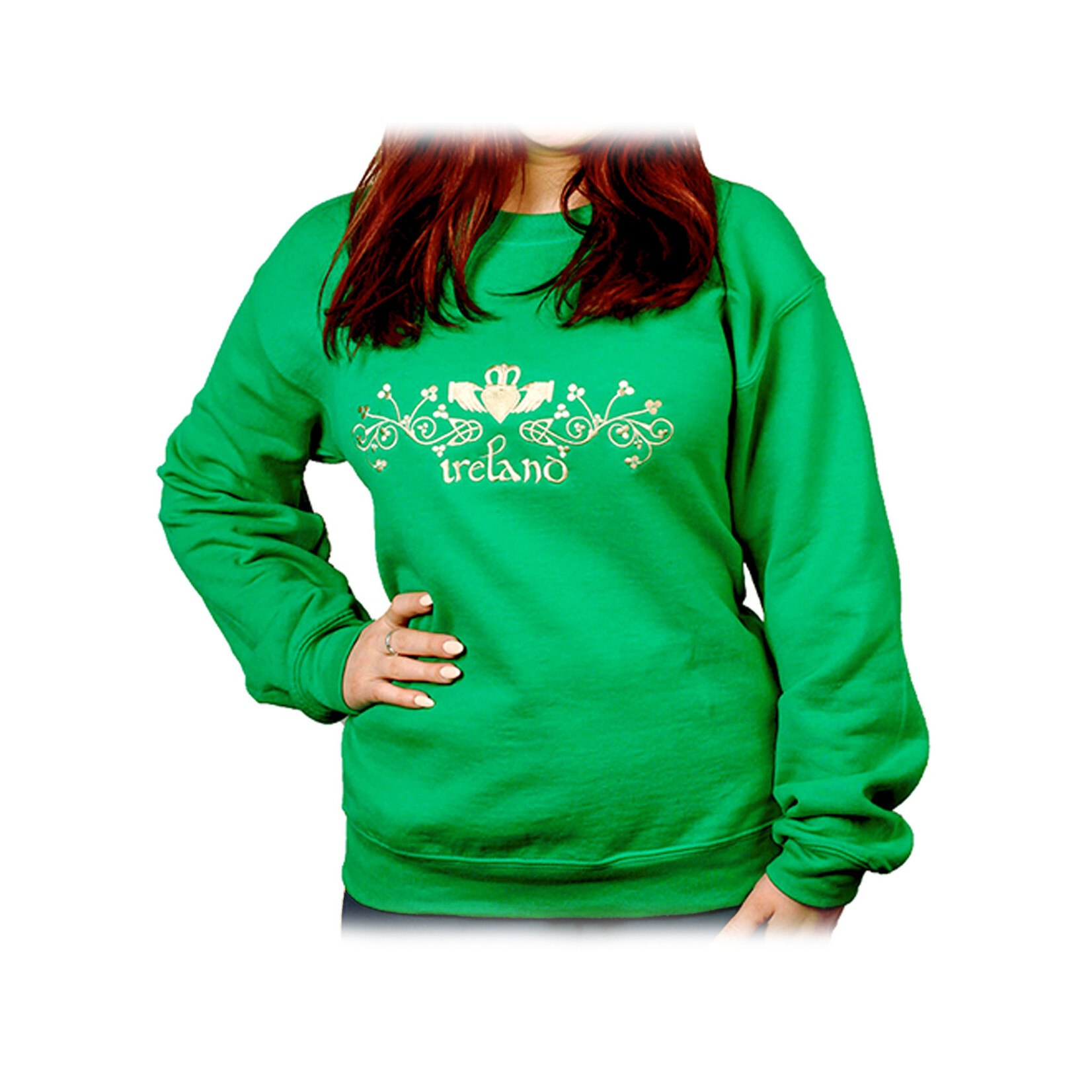 SWEATSHIRTS EMBROIDERED LADIES SWEATSHIRT w CLADDAGH