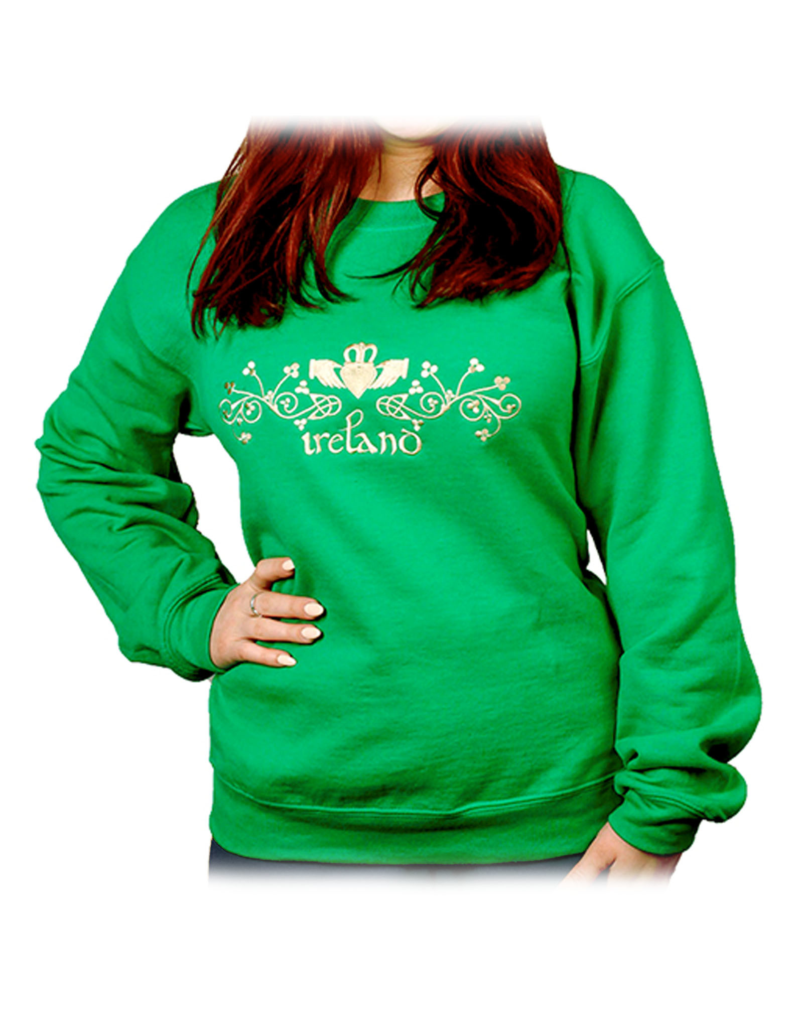 SWEATSHIRTS EMBROIDERED LADIES SWEATSHIRT w CLADDAGH