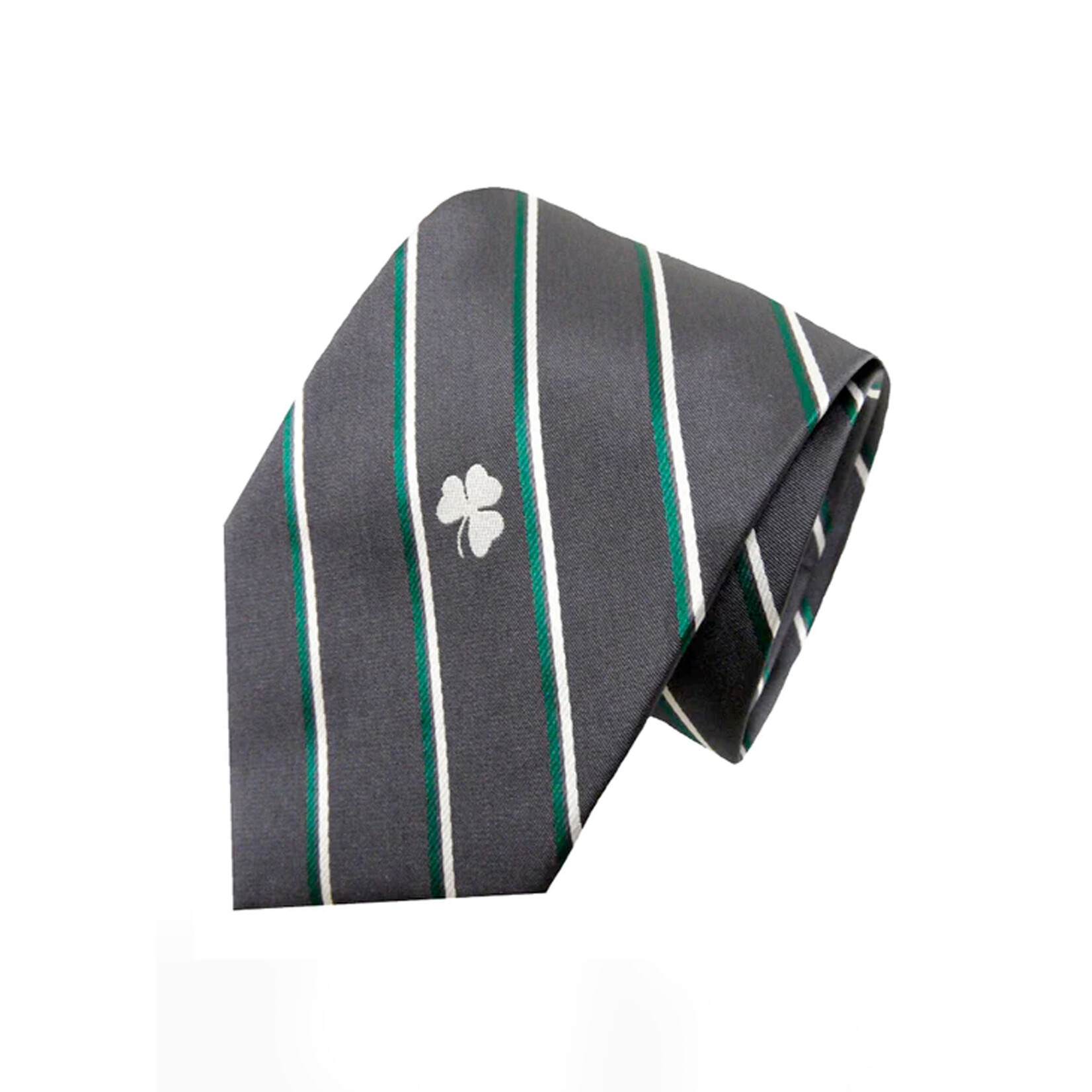 ACCESSORIES DONEGAL BAY NECK TIE - Irish Charcoal Stripe Shamrock