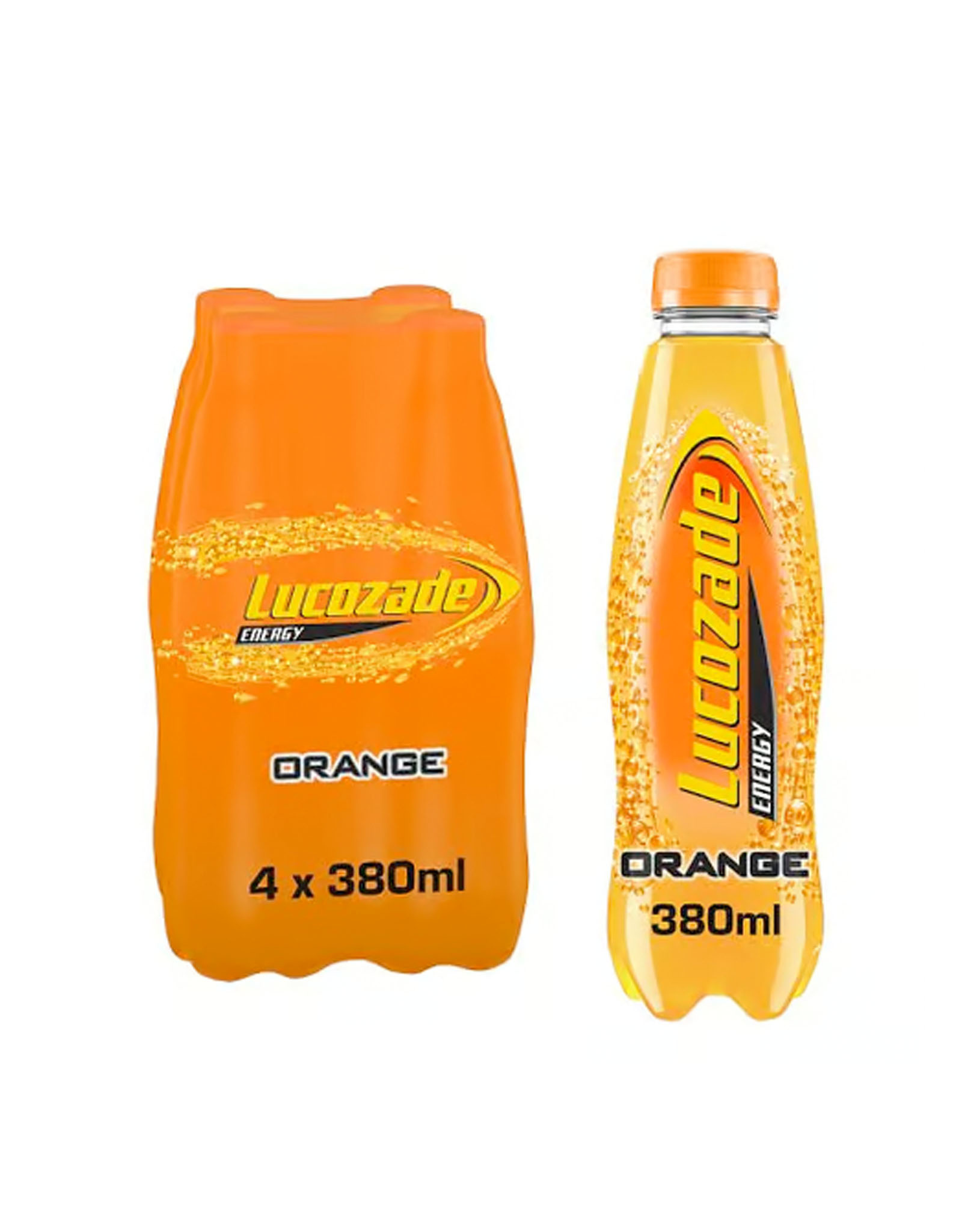 BOTTLE/CAN BEVERAGES LUCOZADE 4pk BOTTLE ORANGE (380ml)