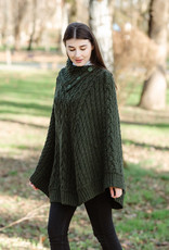 CAPES & RUANAS SAOL COWL NECK BUTTON PONCHO - Army Green