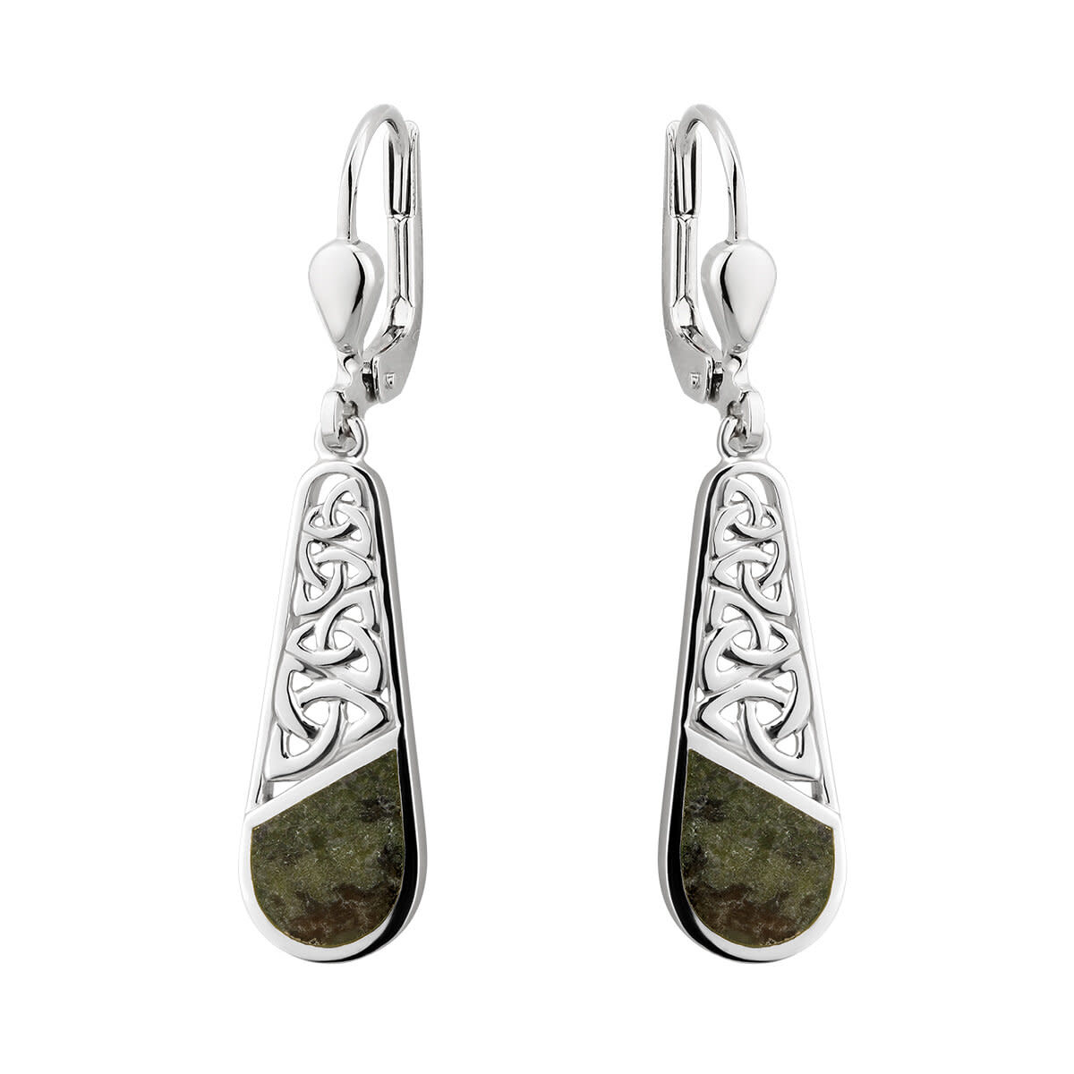 EARRINGS SOLVAR STERLING TRINITY TEARDROP EARRINGS with CONNEMARA